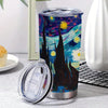 Starry Sky Cat Insulated Stainless Steel Tumbler: Leak Proof Water Cup with Straw for Sports and Fitness