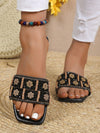 Glamorous Floral Totem Square Toe Sandals for Stylish Summer Comfort