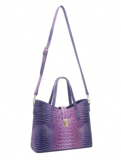 Purple Crocodile Pattern Tote Bag Combo: Stylish and Spacious for 2024