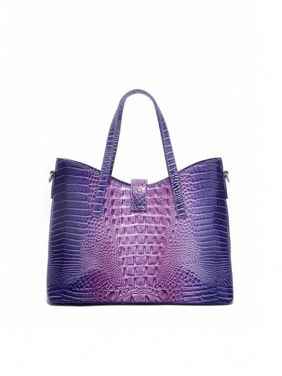 Purple Crocodile Pattern Tote Bag Combo: Stylish and Spacious for 2024