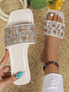 Glamorous Floral Totem Square Toe Sandals for Stylish Summer Comfort