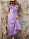 Chic and Stylish: Women's V-Neck Striped Summer Dress with Belted Waistline