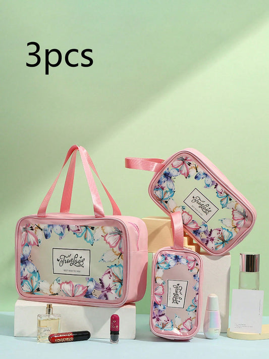 This Butterfly Pattern Travel Wash Bag Set is the perfect accessory for ladies, students, and school fashion enthusiasts. Its stylish design and practical features make it ideal for travel, with ample room for all your toiletries. Keep your essentials organized and secure with this must-have wash bag set.