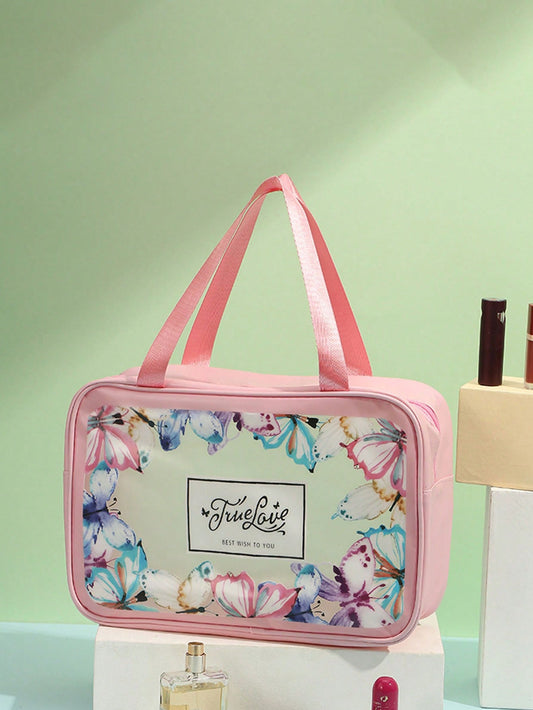 Stylish Butterfly Pattern Travel Wash Bag Set - Perfect for Ladies, Students, and School Fashion!