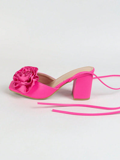 Summer Rose: Floral Printed Satin Heel Sandals