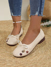 Bow-Embroidered Flower Square-Toed Slouchy Shoes: Comfortable and Stylish Casual Slip-Ons