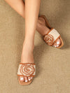 Chic and Comfy Embroidered Flat Sandals with Ankle Strap for Women