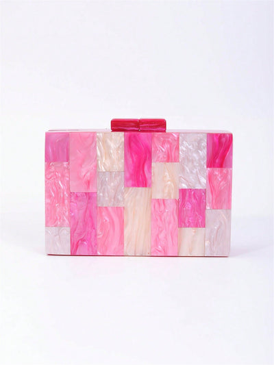 Elevate your style with the Plaid Perfection Acrylic Color Block Clutch and Shoulder Bag! Perfect for daily outings or parties, this bag features a trendy plaid design and can be carried as a clutch or worn as a shoulder bag. Crafted with high-quality acrylic, it's sure to make a statement wherever you go.