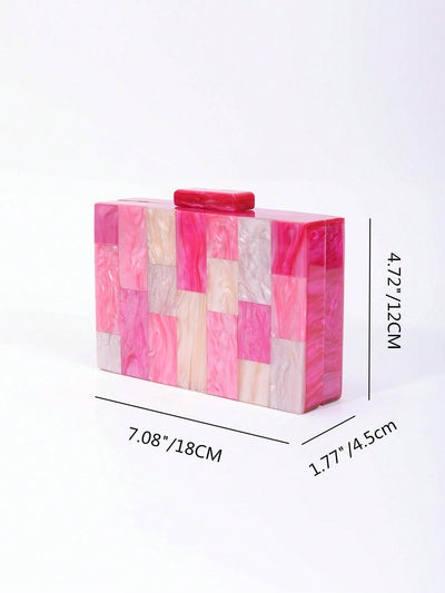 Plaid Perfection: Acrylic Color Block Clutch and Shoulder Bag for Women's Daily Outings and Parties