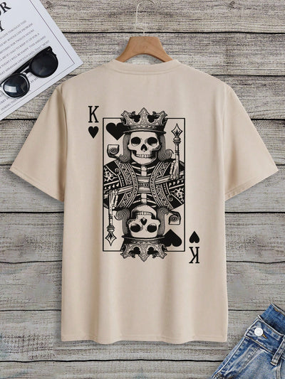 Men's Summer Cool Skull Letter Printed Round Neck T-Shirt