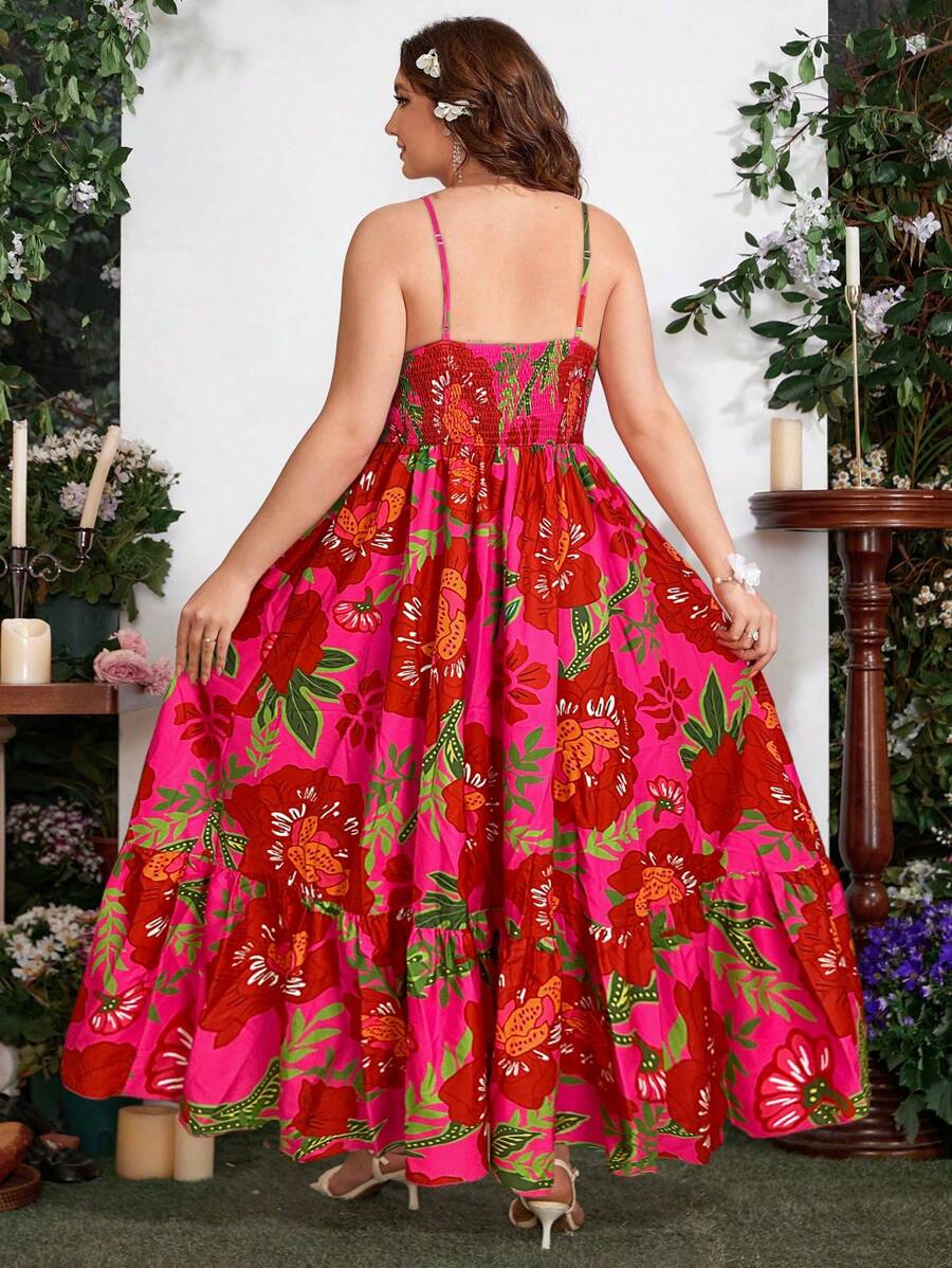 Embrace sunny days in this playful plus size floral maxi dress, designed with delicate spaghetti straps for a breezy, carefree feel. Perfect for beach vacations or summer strolls, its flowing silhouette and vibrant floral print bring boho charm to your wardrobe. Stay cool and stylish while enjoying effortless comfort wherever your adventures take you.
