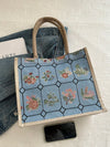 Floral Fantasy: Trendy Canvas Tote Bag with Large Capacity for Lunch Shoulder Armpit Bag