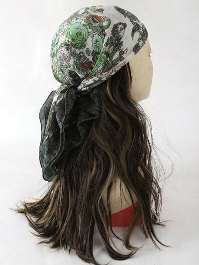 Chic Brown Flowers Silk Bandana: Your Perfect Stylish Sun Protection and Hair Accessory