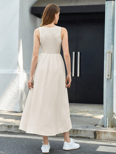 Chic Summer Textured Waist-Cinched Sleeveless Dress for Effortless Outdoor Style