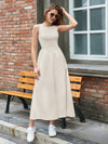 Chic Summer Textured Waist-Cinched Sleeveless Dress for Effortless Outdoor Style