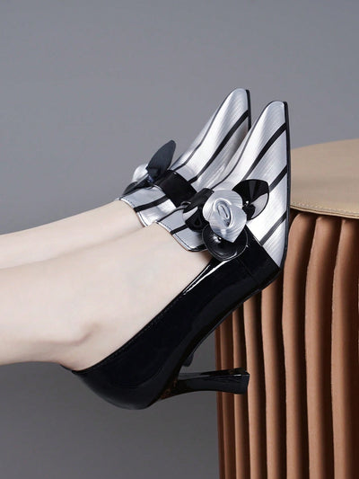 Colorblock Luxe: Buckled High Heel Pumps for Stylish Women