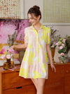 Blooming Vacation Style: Flower Print Short Sleeve Dress Perfect for Summer Getaways