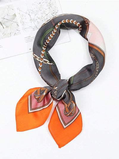 Chic and Versatile: Geometric Patchwork Small Scarf Multi-Use Fashion Accessory for Women