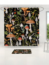 Bohemian Mushroom Bathroom Set: Shower Curtain, Bath Mat, and Toilet Cover