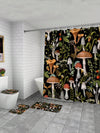 Bohemian Mushroom Bathroom Set: Shower Curtain, Bath Mat, and Toilet Cover