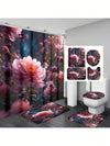 Bohemian Mushroom Bathroom Set: Shower Curtain, Bath Mat, and Toilet Cover