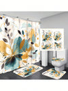 Bohemian Mushroom Bathroom Set: Shower Curtain, Bath Mat, and Toilet Cover