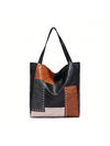 Retro Chic Patchwork Tote: Colorblock Shoulder Bag Handbag