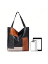 Retro Chic Patchwork Tote: Colorblock Shoulder Bag Handbag