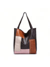 Retro Chic Patchwork Tote: Colorblock Shoulder Bag Handbag