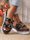 Ultimate Style and Comfort: 2024 Patent Leather Double Buckle Women's Thick Bottom Sandals