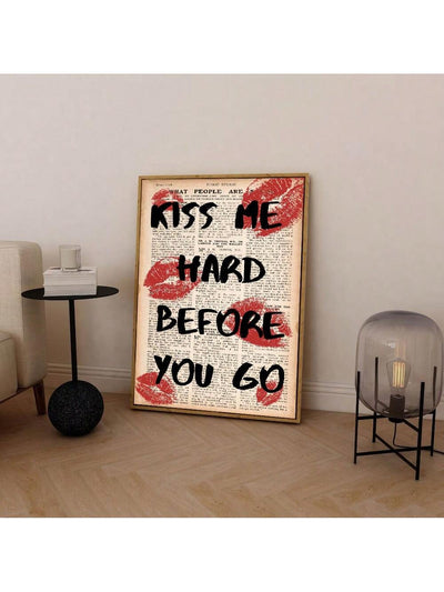 Romantic Retro Lips: Vintage Newspaper Wall Poster