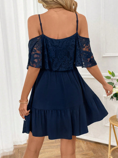 Romantic Flower Printed Off-The-Shoulder Ruffle Strap Summer Dress