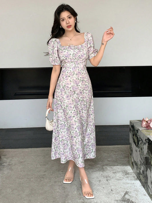 Elevate your summer style with our Summer Dreams Floral Maxi Dress. The stunning floral print and bubble sleeves add a touch of whimsy, perfect for any outdoor event. Made with lightweight fabric, this dress ensures comfort while still looking effortlessly chic.