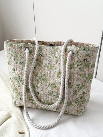 Stylish Solid Color Straw Tote Bag: Perfect for Travel, Vacation & Daily Commuting