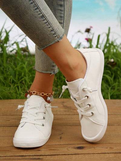 Step into Spring: Women's Lightweight Lace-Up Canvas Casual Sporty Shoes