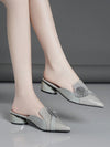 Rhinestone Glamour: Women's Pointed Toe Chunky Heel Backless Shoes