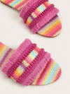 Bohemian Bliss: Multicolor Woven Straw Tassel Sandals