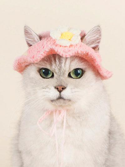 Flower Maid Pet Hat: Knitted, Soft, and Comfortable Costume Headwear