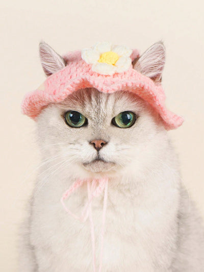 Flower Maid Pet Hat: Knitted, Soft, and Comfortable Costume Headwear