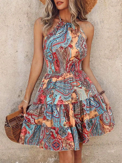 Floral Dream Halter Dress: Embrace the Cowgirl Chic