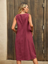 Double the Chic: Solid Dual Pocket Curved Hem Tank Dress