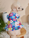 Colorful Floral Print Bubble Sleeve Dress for Stylish Pets - Perfect for Holiday Looks!