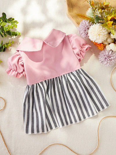 Adorable Bubble Sleeve Pet Skirt: Stylish Striped Design for Cats and Dogs