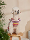 Royal Pooch Princess: Colorful Striped Pet Dress with Spaghetti Straps and Flouncing Sleeves