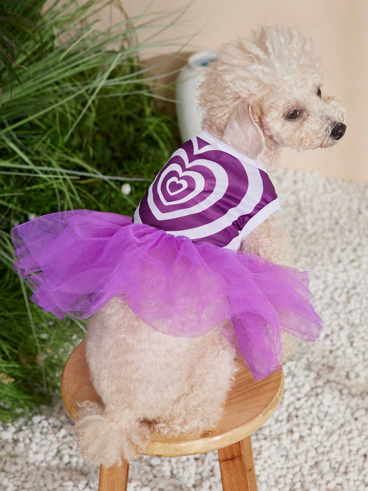 Dress up your furry friend in Puppy Love: Purple Mesh Tutu Skirt with Hearts Design for Cats and Dogs. Made with breathable mesh material and adorned with charming hearts, your pet will look adorable and feel comfortable. Perfect for special occasions or everyday wear, this skirt will make your pet stand out.