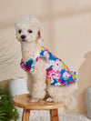 Colorful Floral Print Bubble Sleeve Dress for Stylish Pets - Perfect for Holiday Looks!