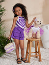 Puppy Love: Purple Mesh Tutu Skirt with Hearts Design for Cats and Dogs