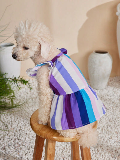 Purr-fectly Stylish: Purple Striped Holiday Pet Skirt