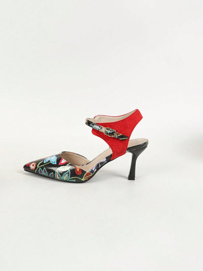 Flower Power Stiletto Sandals: Embrace Color Block Chic