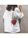 Sweet Strawberry Love: Heart-Shaped Chain Shoulder Crossbody Bag - Perfect Date Gift